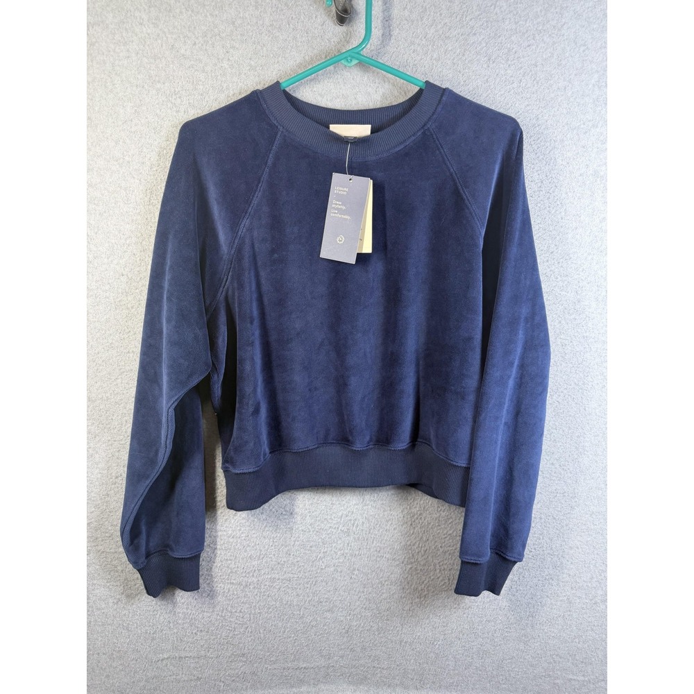 Universal Thread Sweatshirt Womens Small Navy Velour Crewneck Leisure Studio